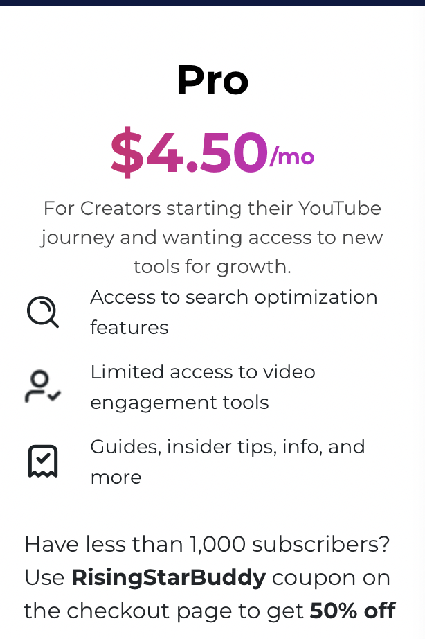 TubeBuddy pricing