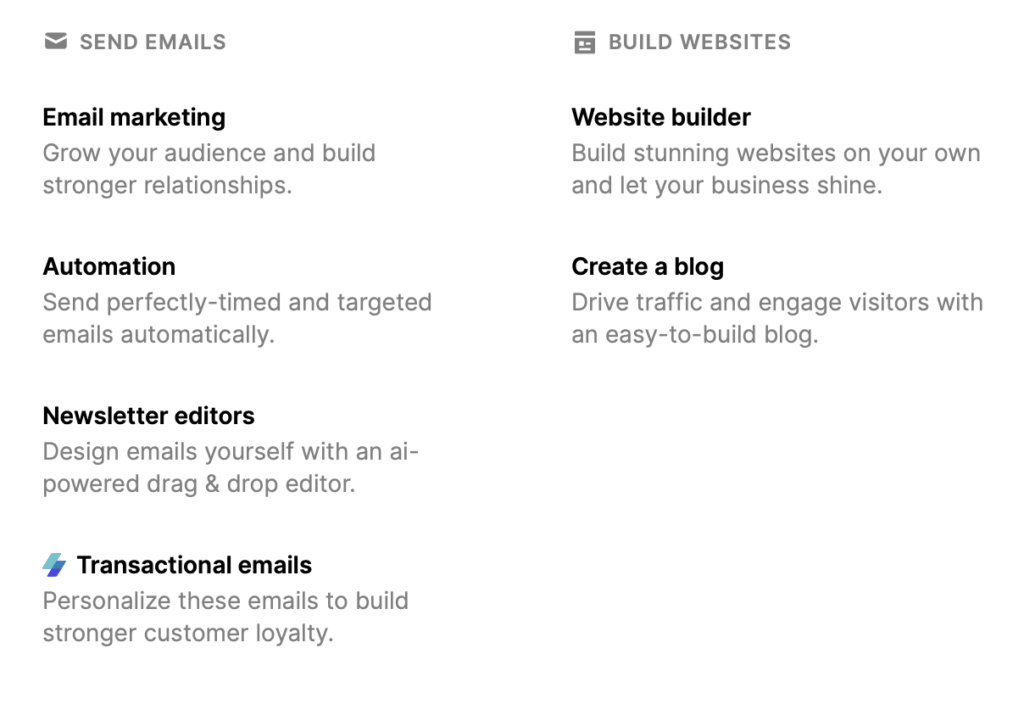 MailerLite features