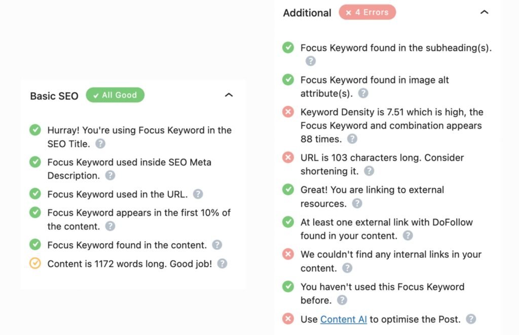 Rank math on-page SEO